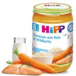 HiPP Пюре Рибно меню с моркови, ориз и дива сьомга 8+ 220 гр.